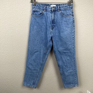 Zara High Rise Mom Jean Ankle Retro Acid Wash Rigid Denim Sz 10
